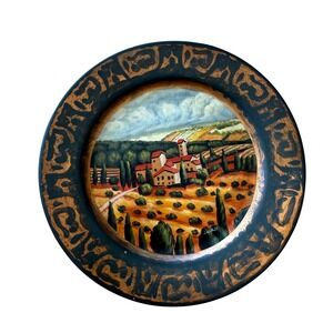 TamSans Designs Hand Painted Tuscan Wall Plate Signed J.W. Russ Italian‎ Scene